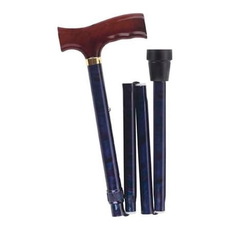 Healthsmart DMI Folding Cane, Derby Handle Walking Stick, Adjustable Collapsible Foldable, Blue Cyclone 502-1325-0100